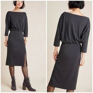 Anthropologie Knit Column Dress in Carbon Gray - Size S NWT